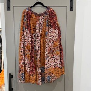 Anthropologie Orange and Pink A-Line Skirt